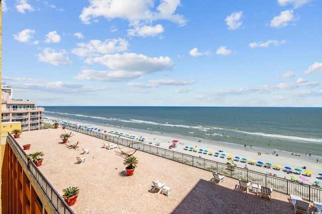 view of water feature with a view of the beach