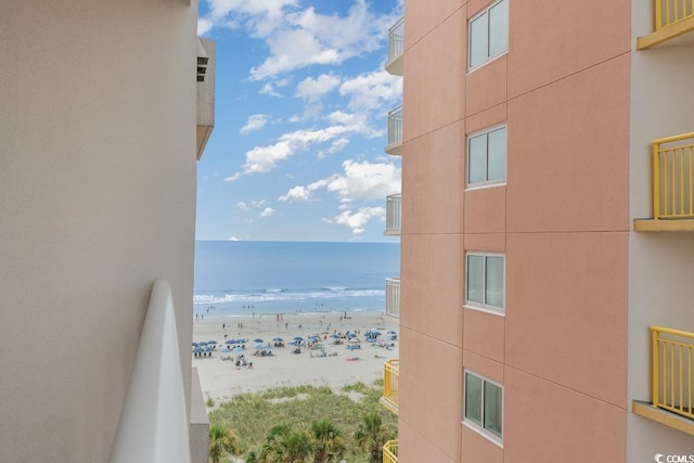 view of water feature featuring a view of the beach