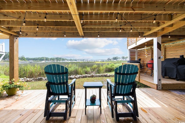 4524 Landing Rd, Little River, SC 29566 - wooden terrace with grilling area