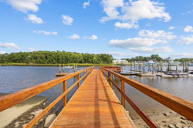 view of dock featuring a water view