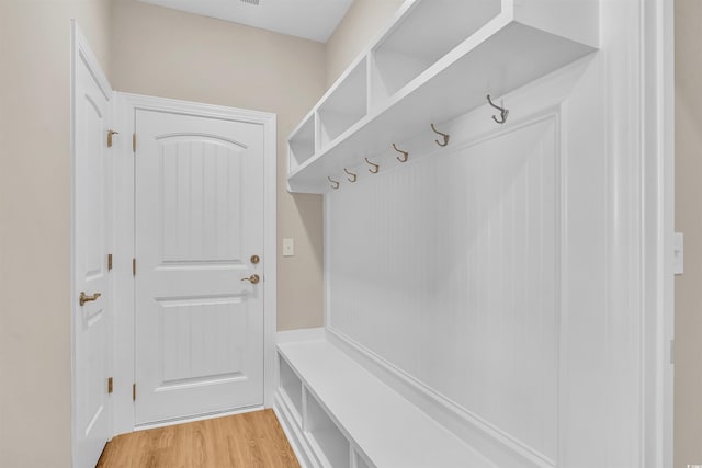 mudroom featuring light hardwood / wood-style floors