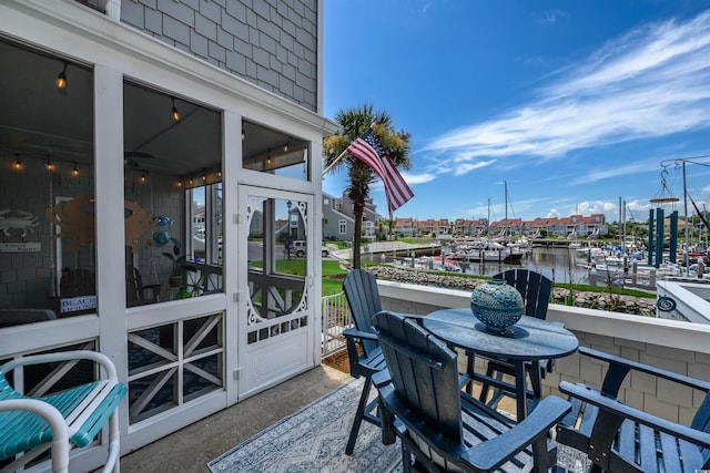 balcony with a water view