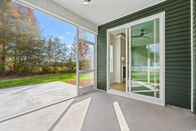 view of unfurnished sunroom