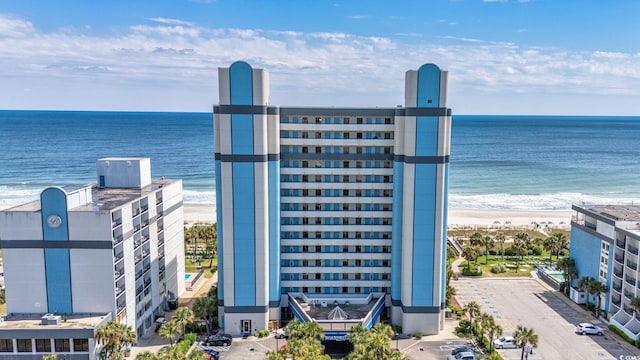 exterior space featuring a view of the beach