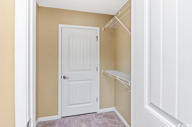 spacious closet with light colored carpet