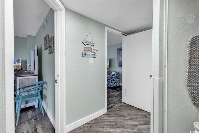 hallway with wood-type flooring