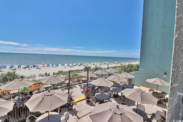 property view of water with a beach view