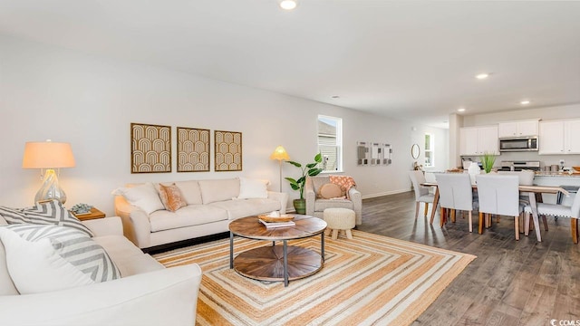 living room with hardwood / wood-style floors