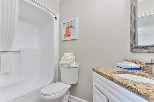 full bathroom featuring vanity, toilet, and shower / tub combination