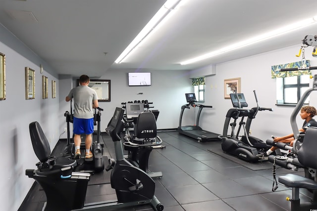 workout area featuring plenty of natural light