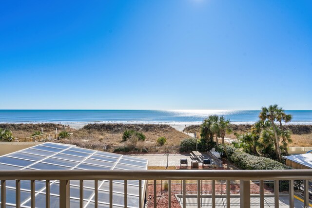 property view of water featuring a view of the beach