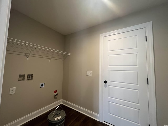 laundry area featuring washer hookup, dark hardwood / wood-style flooring, and electric dryer hookup