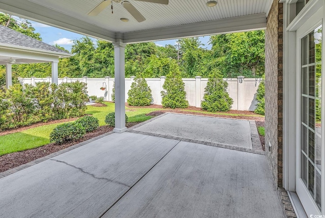 view of patio / terrace featuring ceiling fan