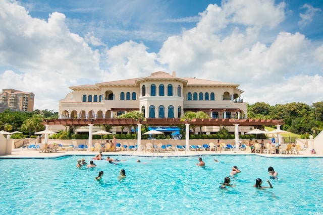 view of pool featuring a pergola