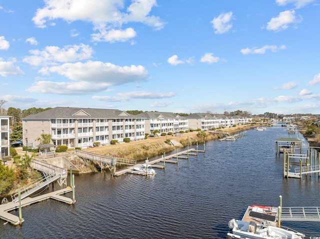 property view of water with a boat dock