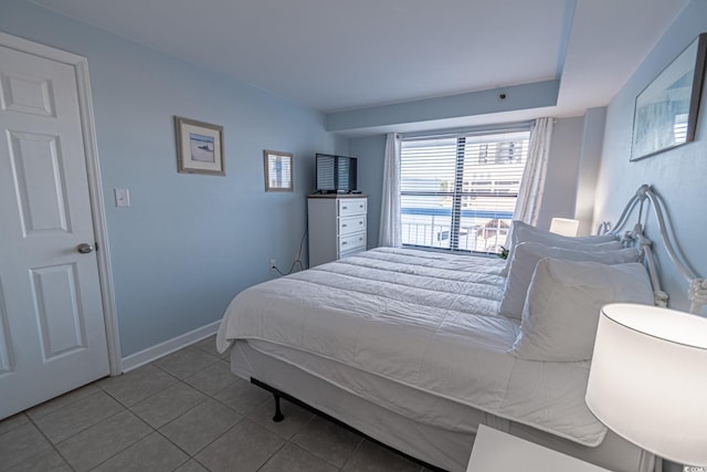 bedroom with tile patterned flooring