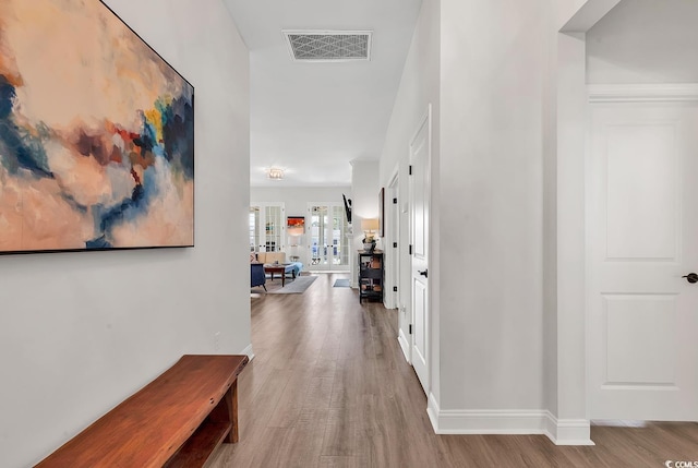 hall featuring light wood-type flooring