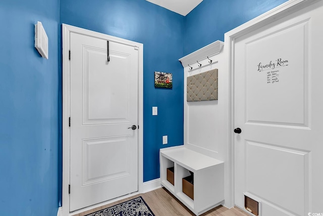 mudroom with light wood-type flooring