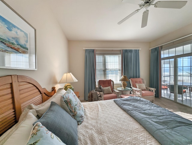 bedroom with carpet flooring and ceiling fan