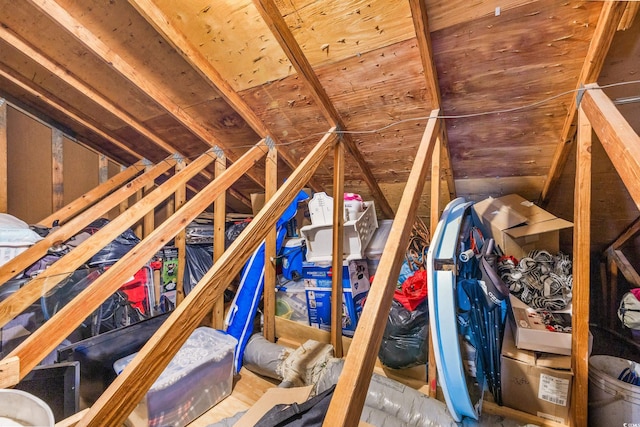 view of unfinished attic