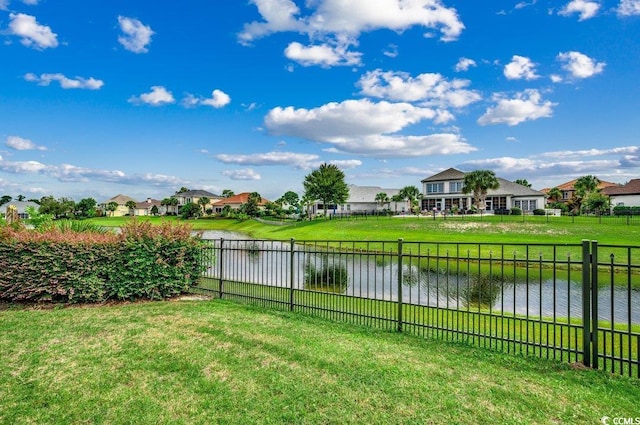 view of yard with a water view