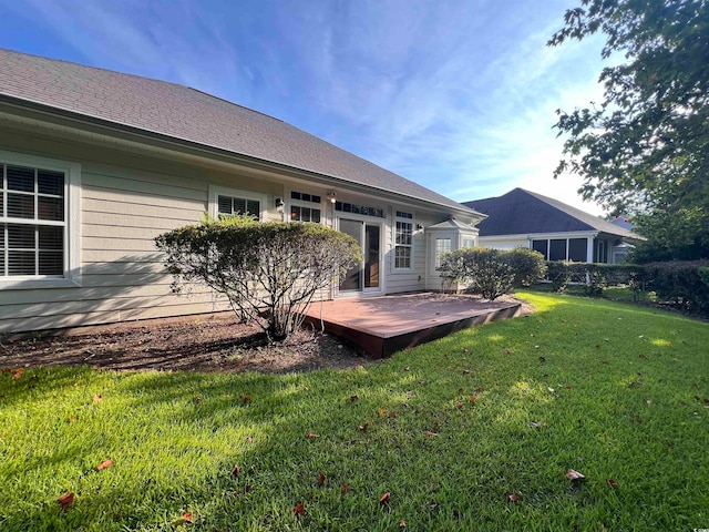 view of yard featuring a deck