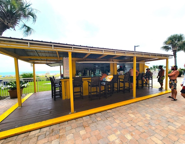 view of patio / terrace featuring a bar