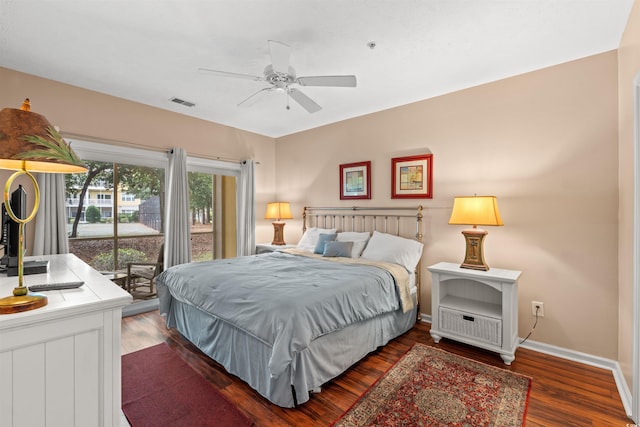 601 Hillside Dr N Unit 2903, North Myrtle Beach, SC 29582 - bedroom featuring access to outside, wood finished floors, baseboards, and ceiling fan