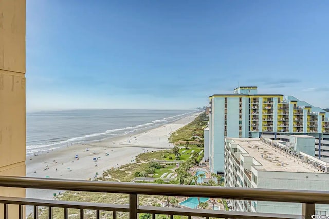 view of water feature featuring a view of the beach