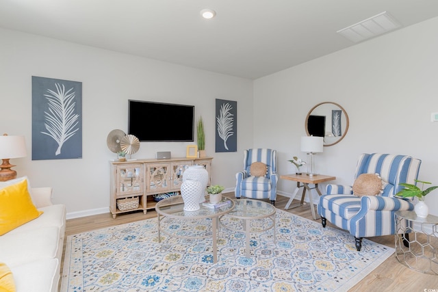 living room featuring light wood-type flooring