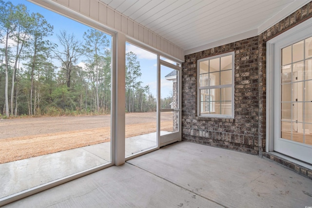 view of unfurnished sunroom