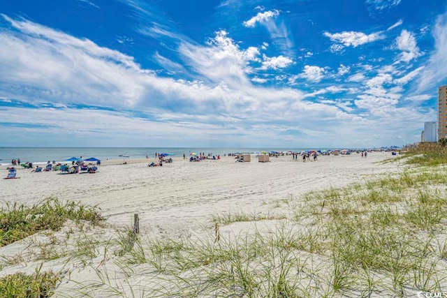 property view of water with a beach view