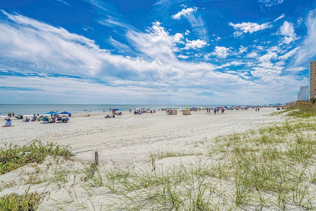 property view of water with a beach view