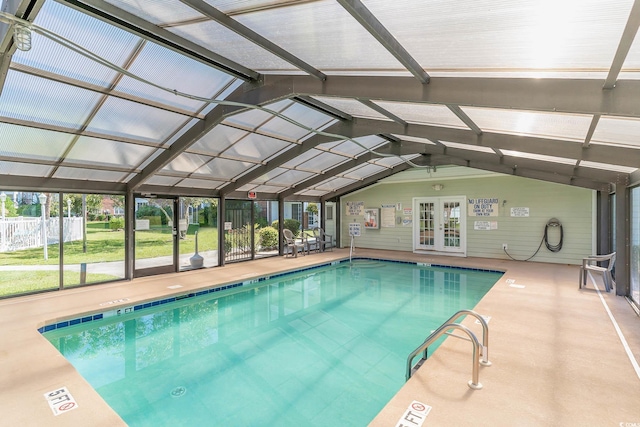 view of pool featuring ceiling fan