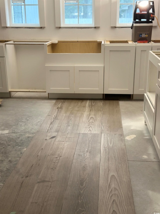 interior space featuring white cabinets