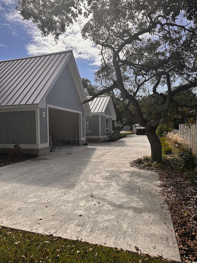 view of home's exterior with a garage