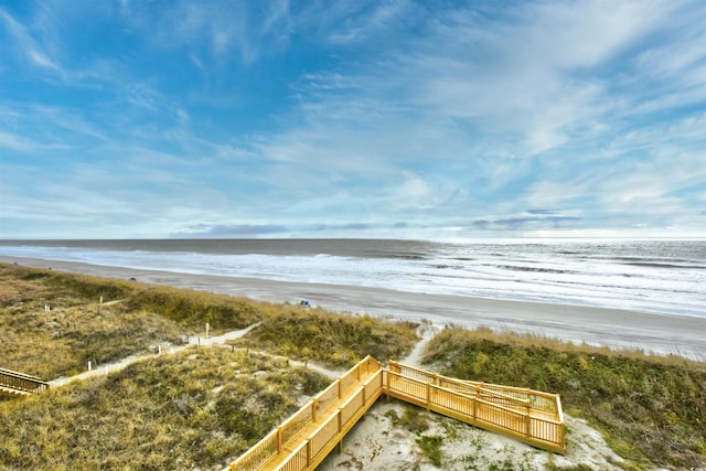 property view of water featuring a view of the beach