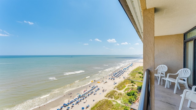 view of water feature featuring a beach view