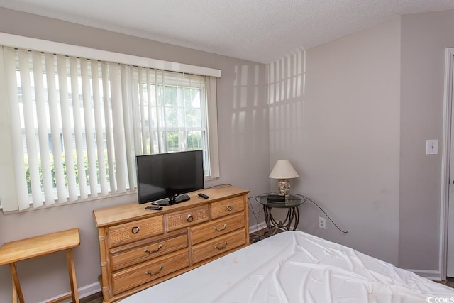 bedroom with a textured ceiling