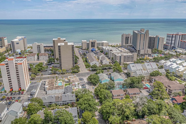 bird's eye view featuring a view of city and a water view