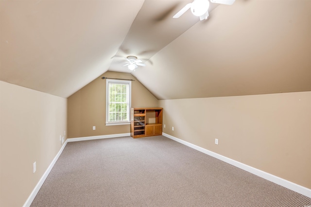 5414 Hampton Rd, Conway, SC 29527 - bonus room with a ceiling fan, carpet, baseboards, and lofted ceiling