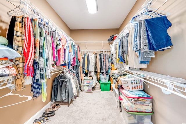 walk in closet featuring carpet