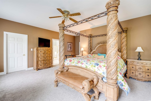 bedroom featuring carpet floors and ceiling fan