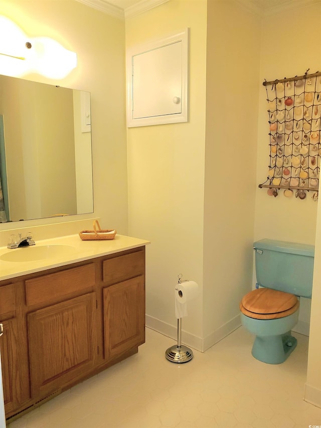 5864 Crestwood Dr, Myrtle Beach, SC 29578 - half bath with crown molding and vanity