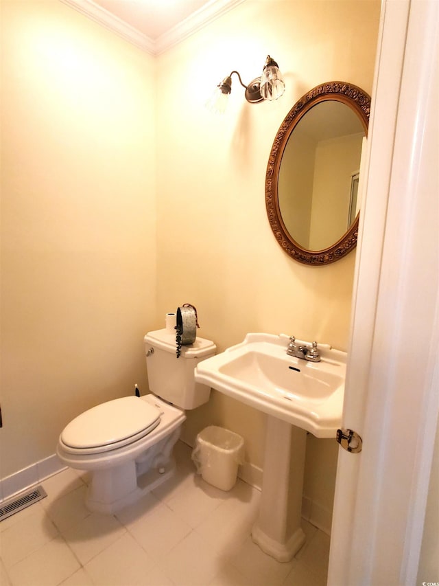 5864 Crestwood Dr, Myrtle Beach, SC 29578 - half bathroom with crown molding and tile patterned flooring