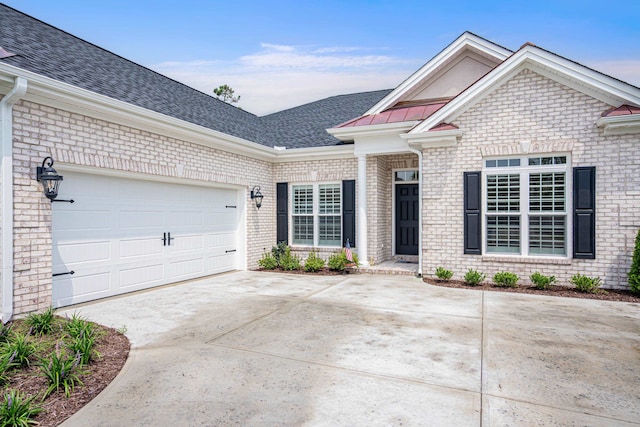 view of front of house with a garage