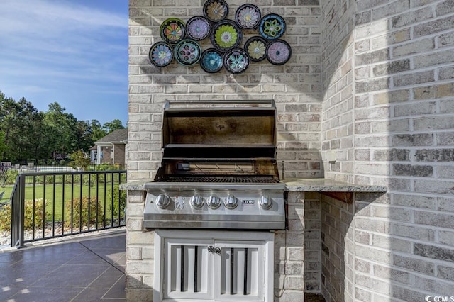 view of patio with area for grilling