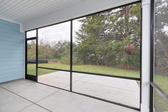 view of unfurnished sunroom