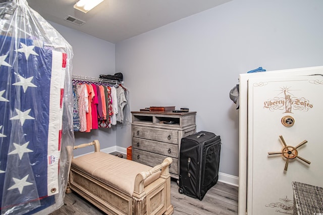 walk in closet featuring wood-type flooring