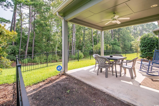 view of patio / terrace featuring ceiling fan